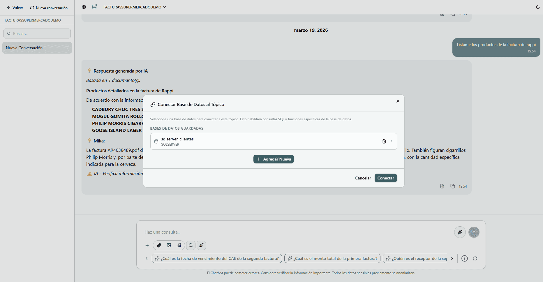 Chat with databases in MIKA