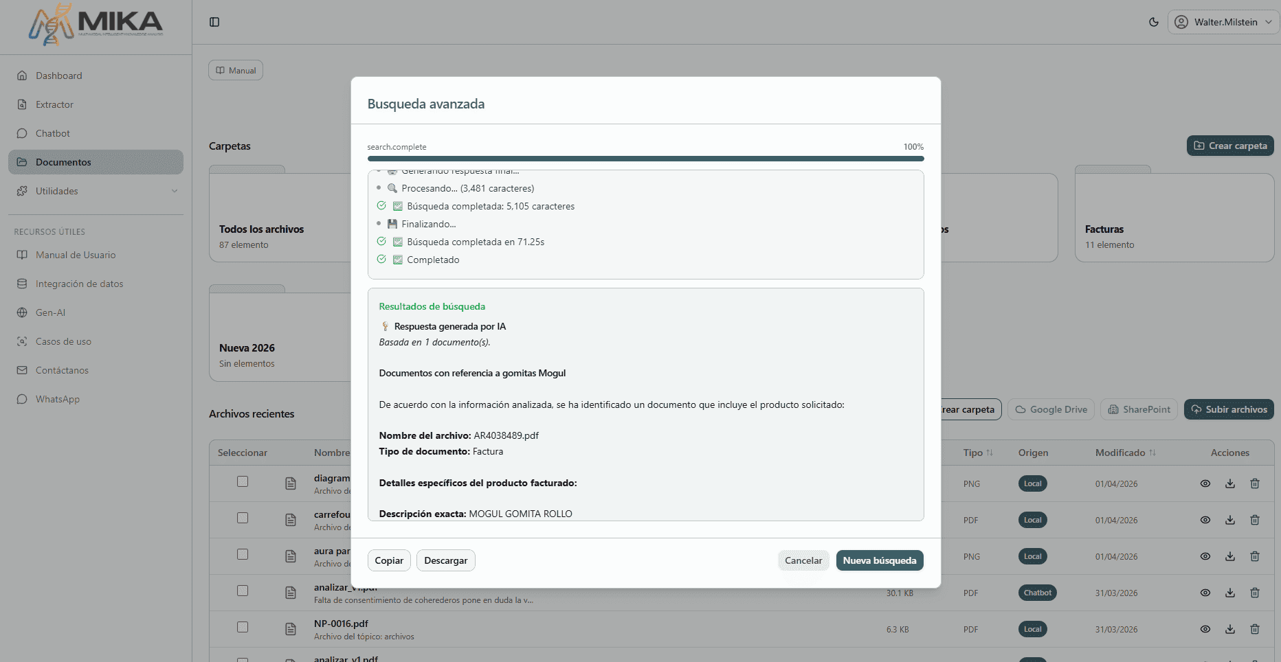 Semantic search in MIKA